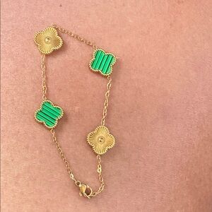Gold and Green Floral Bracelet